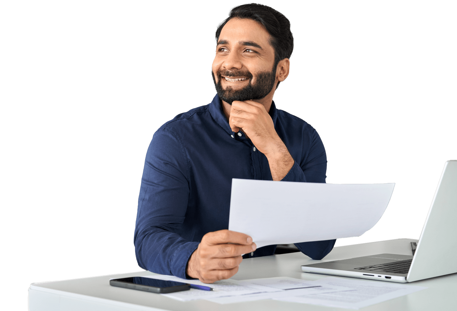 Smiling business person learning on their laptop computer