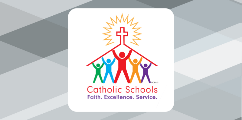 Catholic school weeks logo with gray background