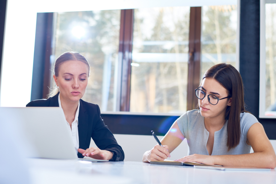 A couple of teachers learning online