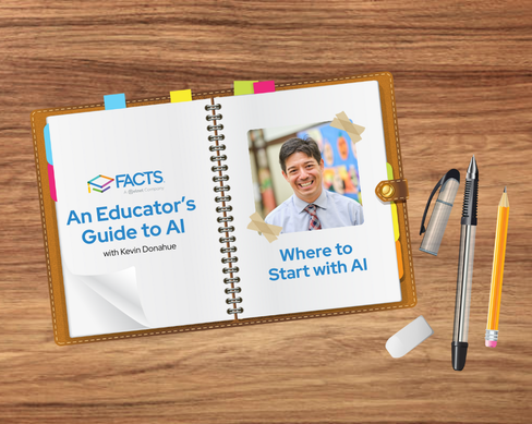 a teacher's desk with an open planner that reads where to start with ai