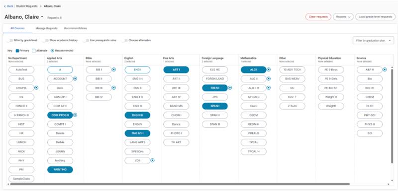 Scheduling phase 2 updates that displays all courses a student is taking