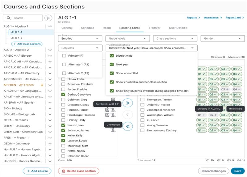 Scheduling phase 3 updates that displays an updated courses and classes experience