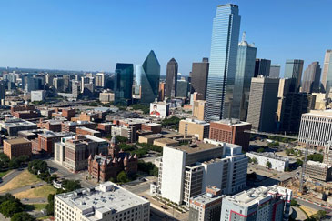 Aerial view of the downtown Dallas