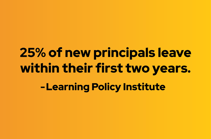 25 percent of new principals leave within their first two years. Quote by the Learning Policy Institute